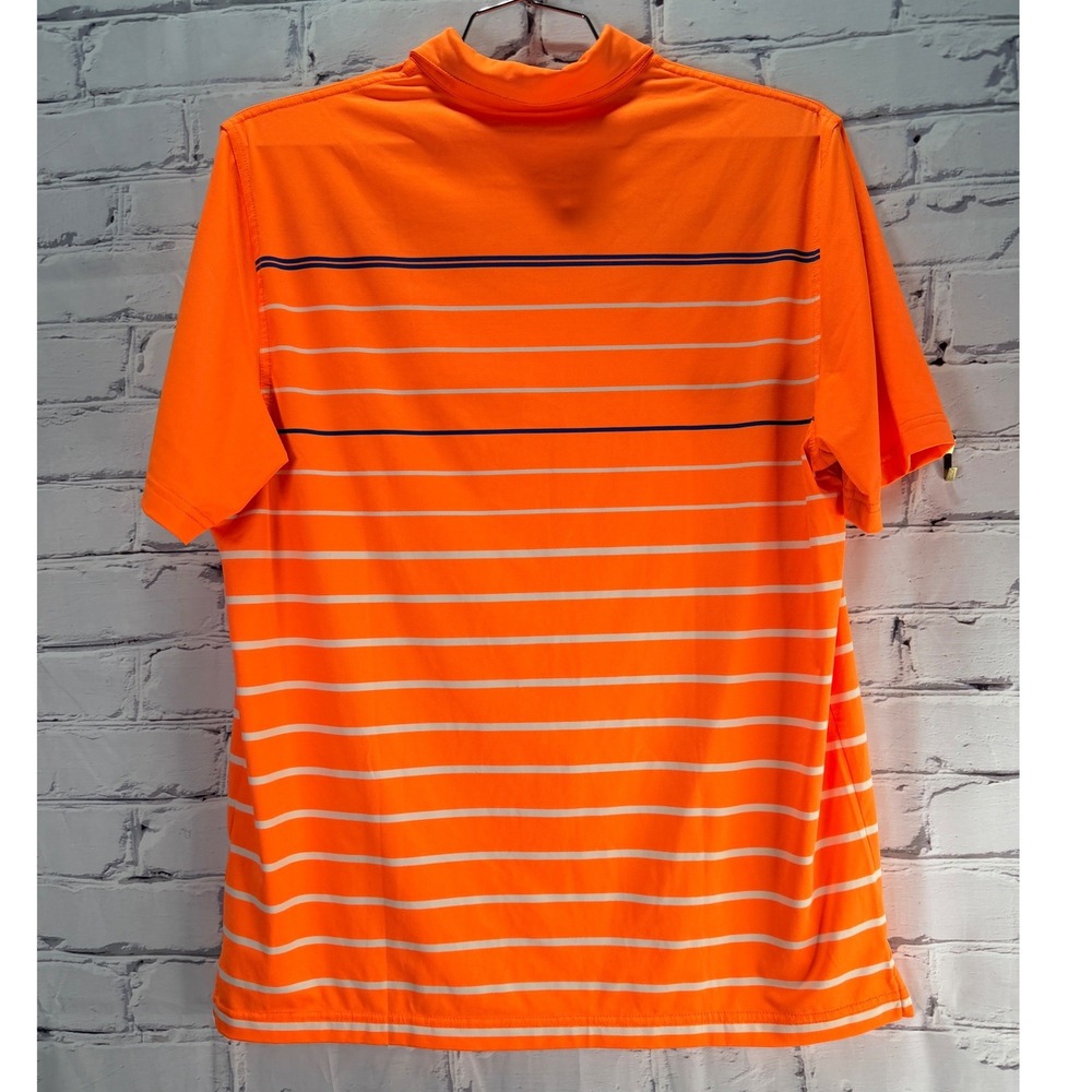 Vineyard Vines Polo Mens L Orange Performance Striped Preppy Coastal Golf Shirt - Picture 7 of 8